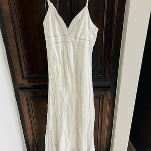 Apollo Ivory Boho Cotton Maxi Dress Size M Cottagecore Summer Sundress